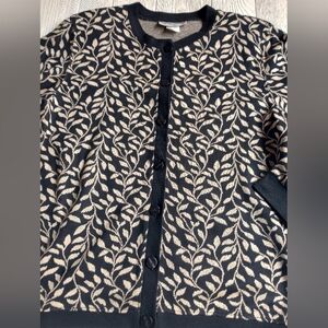 Cathy Daniels Womans Black/Tan/Silver Cardigan Sweater M